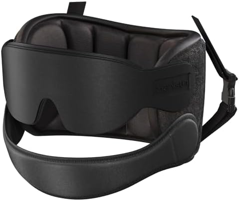 SARISUN Airplane Pillow Combo with Chin Strap, Travel Pillows for Airplanes with Sleep Eye Mask, Plane Pillow for Long Flights, Car Road Trip, 360° Headrest, Stop Bobblehead, Black