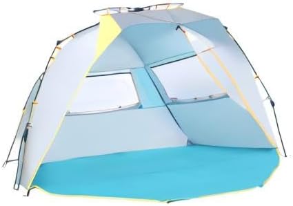 WolfWise Beach Tent for 4-5 People - UPF 50+ Sun Protection, Portable & Windproof, Large Blue Canopy