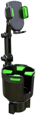 Cup Phone Holders for Your Car, Cup Holder Phone Mount, 2 in 1 Cup Holder Phone Mount with Adjustable Base, Car Cellphone Large Adapter Long Arm with 360 Degree Rotation for Vehicles (Green)