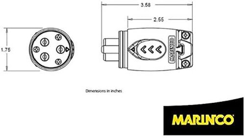 Marinco Trolling Motor Plug & Receptacle Kit - 70 Amp DC Electrical Connector for 12/24/36/48V Systems - Black