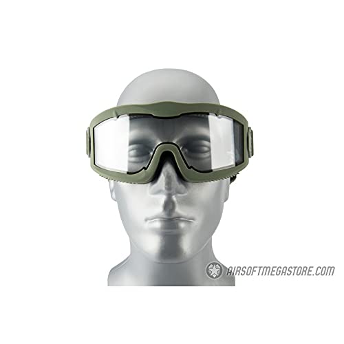 Lancer Tactical AERO Airsoft Tactical Safety Goggles -3mm Dual Pane Lens, Anti-Fog Glasses for Hunting and Cycling-One Len (OD Green/Clear)