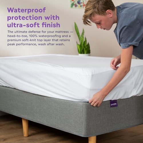 Purple Waterproof Mattress Protector, King, 100 Percent Waterproof