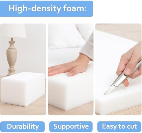 26" W x 30" L Upholstery Foam Cushion – High Density Firm Support Foam for Chair, Dining Chair & Wheelchair Seat Replacement (3" x 26" x 30")