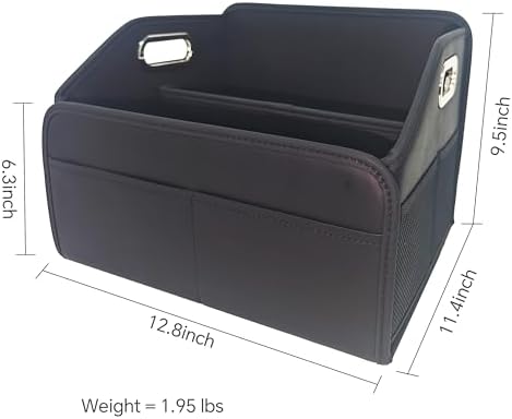 Car Trunk Organizers Small PU Leather,Car Basket for Organizers and Storage,Car Caddy Collapsible Multi Compartment Container Box