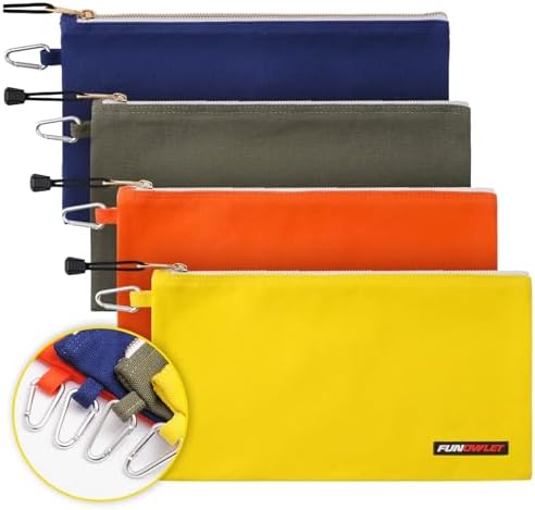 FunOwlet Utility Canvas Zipper Tool Bag, 4 Pack