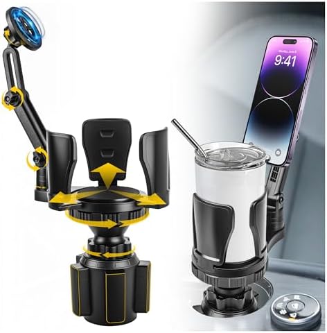 Frani Car Cup Holder Expander with Magnetic Phone Mount