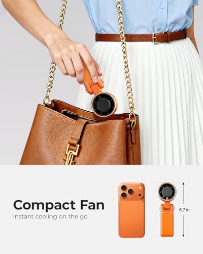 Portable Handheld Turbo Fan - 5 Gear High Speed 4000mAh Rechargeable Mini Personal Hand Fan Blow Cold Air, Battery Operated Travel Essentials, Gifts for Women, Men (Cosmic Orange)