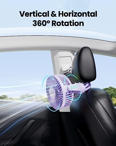 Gaiatop Mini Electric Fan with 360 Rotation, 5.5mm Gaps, Rechargeable Battery, 3 Speeds, Purple