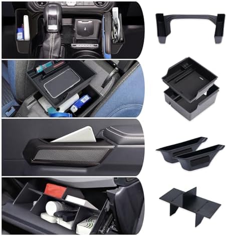 4PCS for Ford Bronco Accessories 2024 2021 2022 2023 2/4 Door Car Interior Bronco Accessories Console Shifter Storage,Glove Box Dividers Organizer,Handle Organizer,Armrest Storage Box(not for 2025)