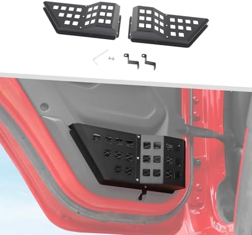 Jimen Fit for Jeep Wrangler JL JLU 4xe 2018-2026 & Gladiator JT 2020-2026, Upgrade 2PCS Metal Rear Door Pockets Organizer Storage Box