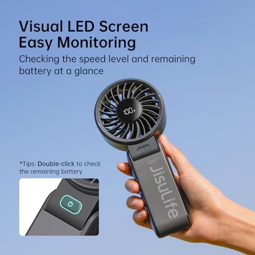 JISULIFE Portable Handheld Fan Life7: 3-in-1 Hand, Desk & Neck Fan-Black