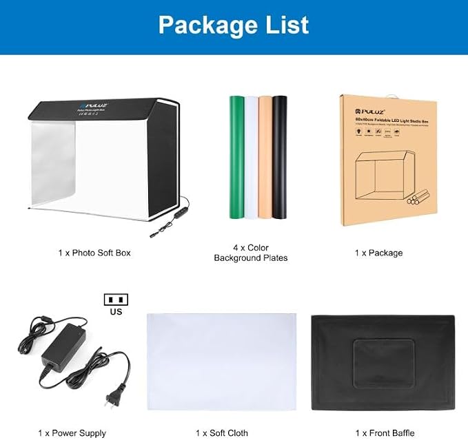 PULUZ Light Box Photography 24x16in, Portable Photo Studio Light Box