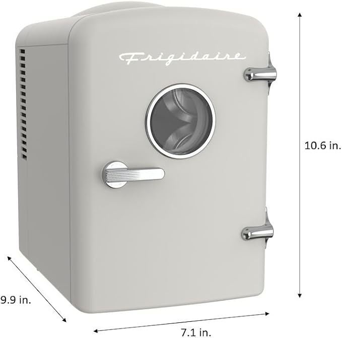 Frigidaire Retro Mini Personal Fridge Cooler, Holds Up to 6 Cans (1 Gal), Portable & Compact, AC Plug & 12V Car Charger (Moonlight)