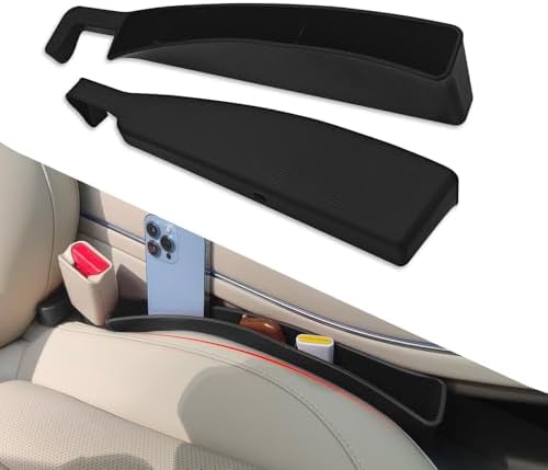2PCS Car Seat Gap Filler, Car Seat Gap Organizer with Phone Holder, Black Multifunctional Seat Side Gap Filler Stop Things from Dropping, Universal Car Interior Accessories Fit Car SUV Truck