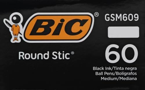 BIC Round Stic Xtra Life Ballpoint Pens, Medium Point, 60-Count Pack, Flexible