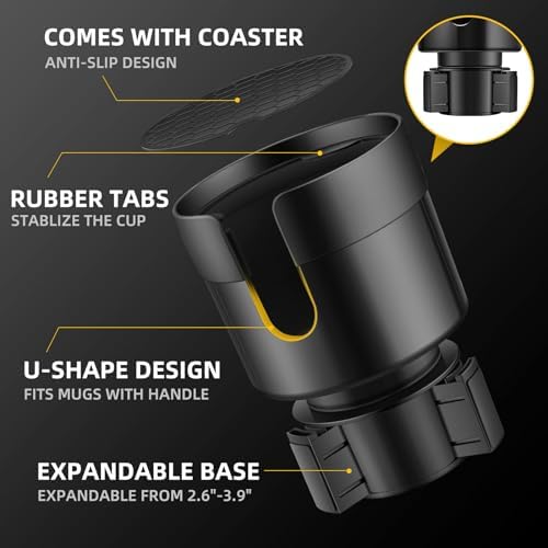 Car Cup Holder for Mercedes Benz GLS 450 2020-2025, Sturdy Waterproof Expander with Adjustable Base, Universal Large Bottle Adapter