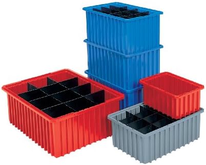 Akro-Mils 33164 Akro-Grid Plastic Slotted Dividable Modu Box Stackable Grid Storage Tote Container, (16-1/2-Inch L x 10-7/8-Inch W x 4-Inch H), (12 Pack), Red
