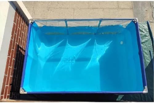 Flexible PVC Canvas Fish Breeding Tank with Steel Frame, 50x40x30cm, Clear Viewing Window, Easy Assembly, Ideal for Aquatic Pets & Backyard Pool Pond