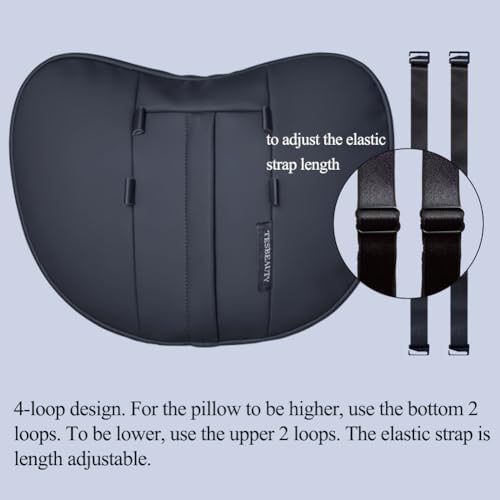 Adjustable Headrest Neck Pillow 2-Pack for Tesla Y/3/S/X/Cybertruck, Black Leather, Under 5'7"