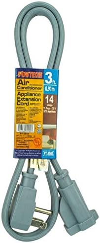 Heavy Duty Air Conditioner and Major Appliance Extension Cord UL Listed 14 Gauge, 125V, 15 Amps, 1875 Watts Grounded 3-PRONGED Cord (3 ft)