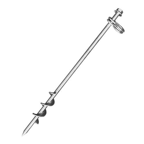 Ground Anchors Screw in - 16 Inch Set of 6 - Tent Stakes Heavy Duty Double Arbitrary Direction Galvanized Kits for Swing and Trampoline Set High Wind Solid Metal Hex Head Dog Tie Out Stake (6)
