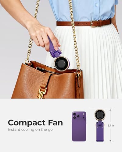 Portable Handheld Turbo Fan - 5 Gear High Speed 4000mAh Rechargeable Mini Personal Hand Fan Blow Cold Air, Battery Operated Travel Essentials, Beach Vacation, Gifts for Women, Men (Purple)