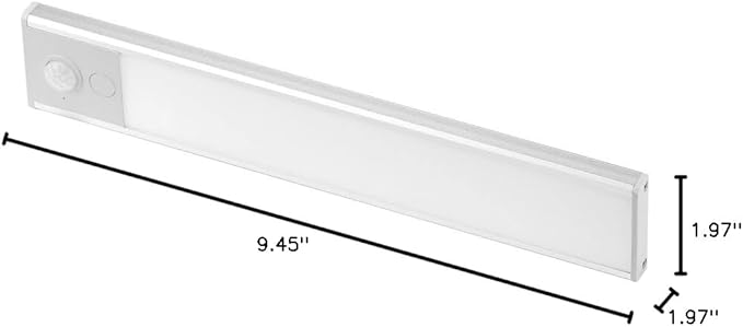 PureOptics LED Rechargeable Under Cabinet Lighting, Motion Sensor On/Off, Warm White LED, Stick-On Install for Kitchen & Closets - 2 Bars