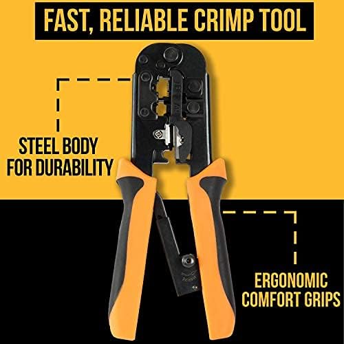 InstallerParts Network Tool Kit 15 In 1 (2 Pack)- RJ45 Crimper Tool Cat 5 Cat6 Cable Electrical Tester, Gauge Wire Stripper Cutting Twisting Tool, Ethernet Punch Down Tool, Screwdriver, Knife