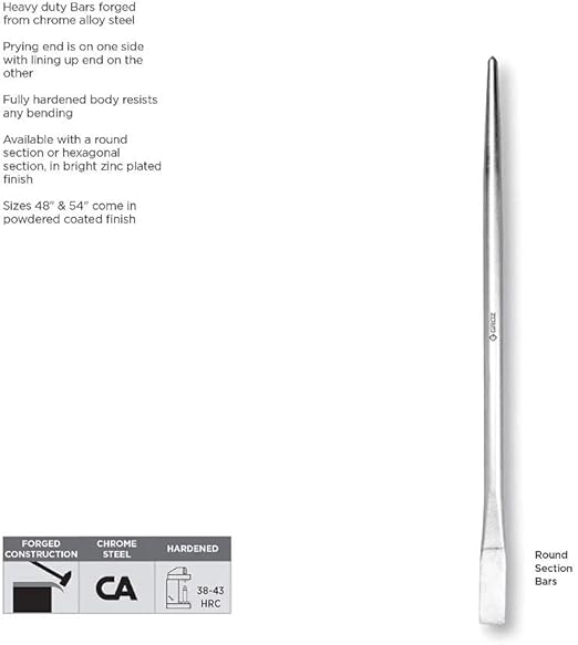Groz 54-inch Aligning Pry Bar | Heavy Duty | Round Section | #33177-2 (Pack of 2)