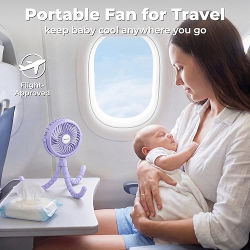 AMACOOL Battery Operated Stroller Fan, Portable Clip On Fan Rechargeable