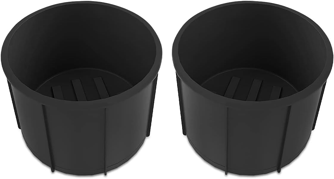 Rear of Center Console Cup Holder for Ford F150 2009-2014 with Flow Through Console Cup Holder Replacement Insert for F150 TPE Drink Bottle Holder 2PCS (with Flow Through Console)