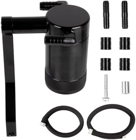 RANSOTO Oil Catch Can 5.7L 6.4L HEMI Compatible with 2011-up Dodge Charger Challenger Chrysler 300 Jeep Grand Cherokee, Z-Bracket Tech and Billet Aluminum Oil Separator Tank (Black)