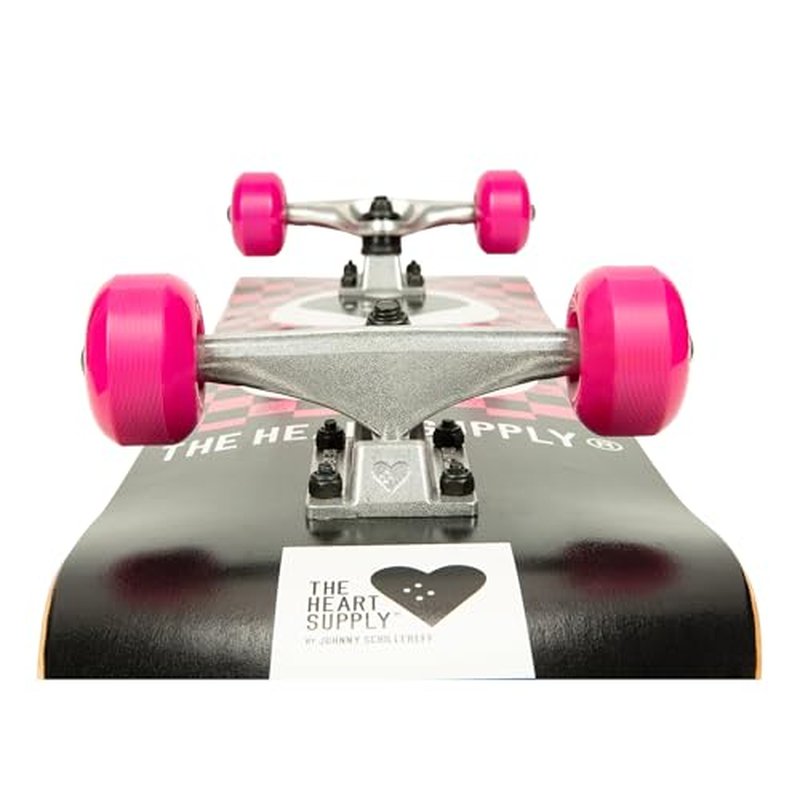 The Heart Supply Complete Skateboard Team Checkerboard 31.35" x 8.0" 7-Ply Maple Blend Construction Full concave, 54mm Wheels, Max Weight 220lbs