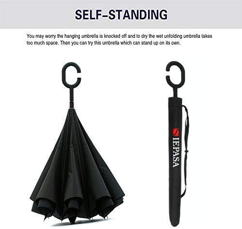 SIEPASA Inverted Reverse Umbrella - Extra Large Double Canopy, Windproof & Waterproof | 49/56 Inch