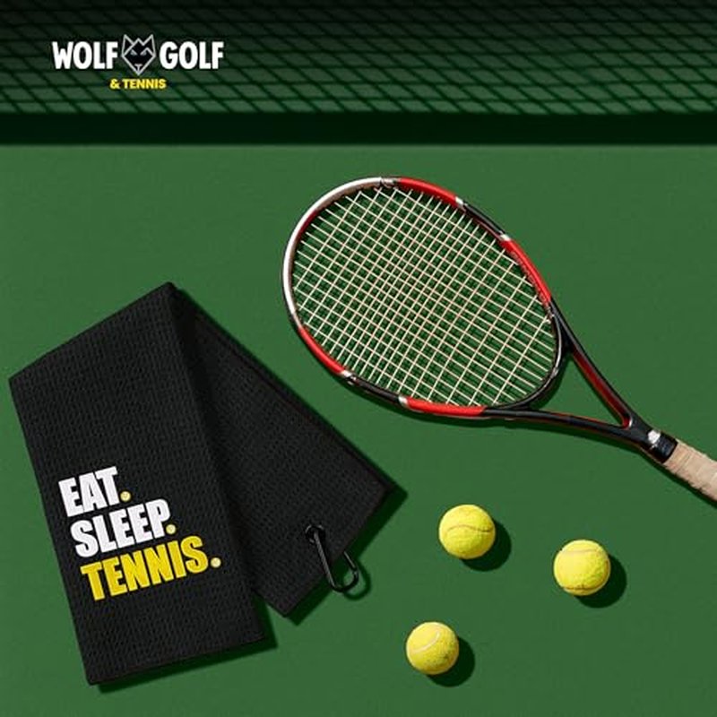 Tennis Towel | Eat Sleep Tennis Towel | Embroidered Tennis Towels for Men | Custom Tennis Towels for Women | Tennis Court Accessory | Tennis Gifts