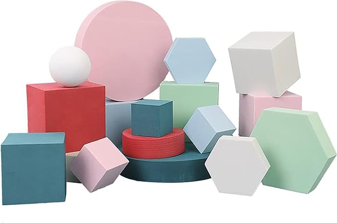 8PCS Geometric Cube Photo Props Set, Hard Foam Photography Background Props