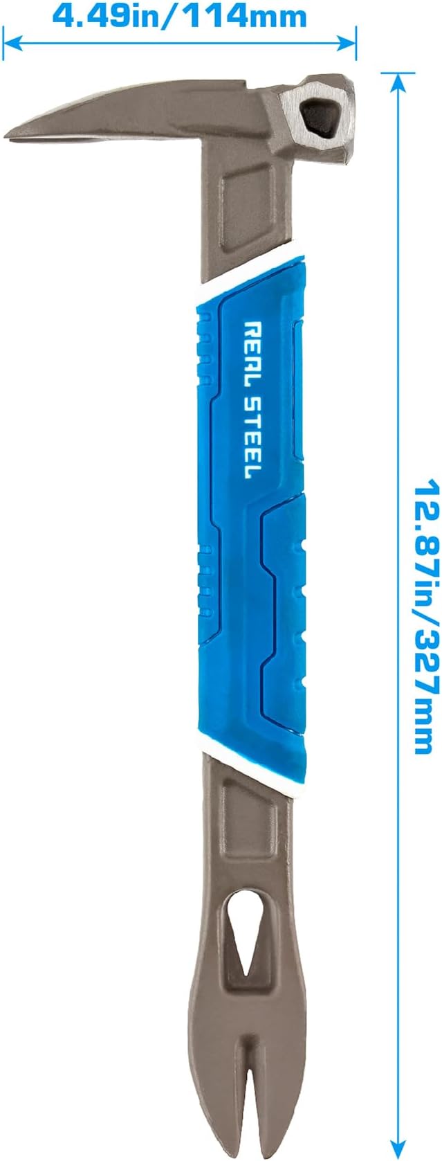 REAL STEEL 10" Nail Puller Cats Paw Pry Bar with Magnetic Hammer Head Crowbar for Nail Removal Prying Baseboard 0692