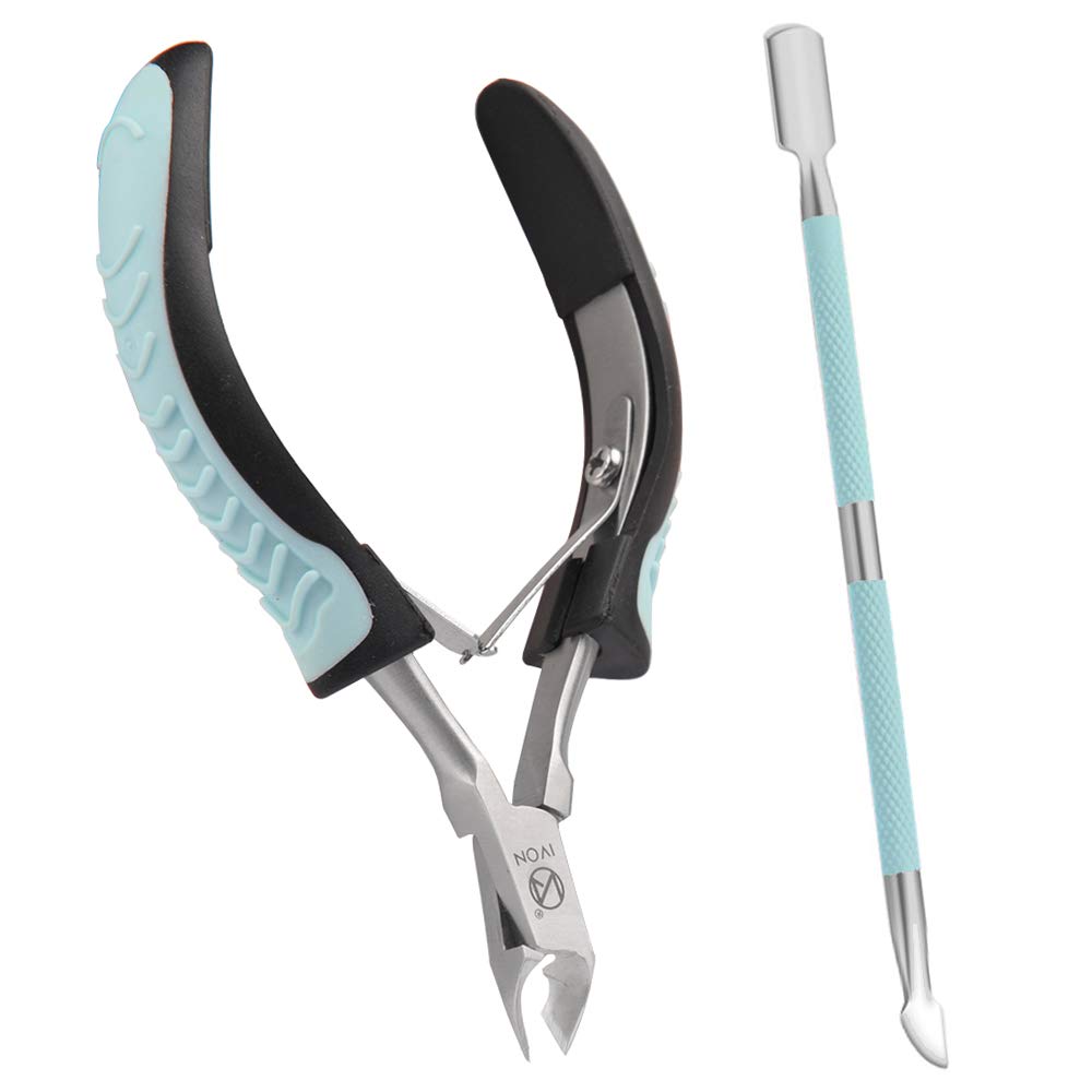 Ivon Cuticle Trimmer With Pusher, Cuticle Cutter Remover - Rubber Non-Slip Handle