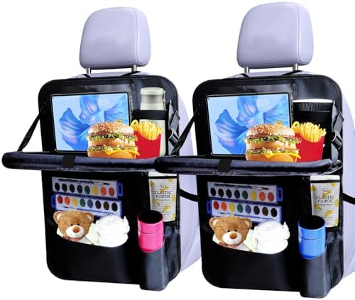 Backseat car organizer(2-Pack),9 storage pockets, car organizer with tablet holder,Car travel essentials for long trips,Car organizers and storage
