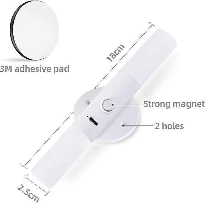 LED Motion Sensor Lights Battery Operated Wall Sconces Set of 2 Rechargeable Wireless Picture Art Light Magnetic 360° Rotation Corner Lamps for Gallery Stairway Vanity Living Room Bedroom