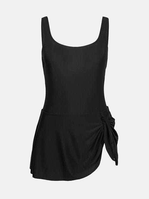 CUPSHE One Piece Swimsuit - Scoop Neck Swimdress with Tie Knot Skirt | Stylish Wide Straps