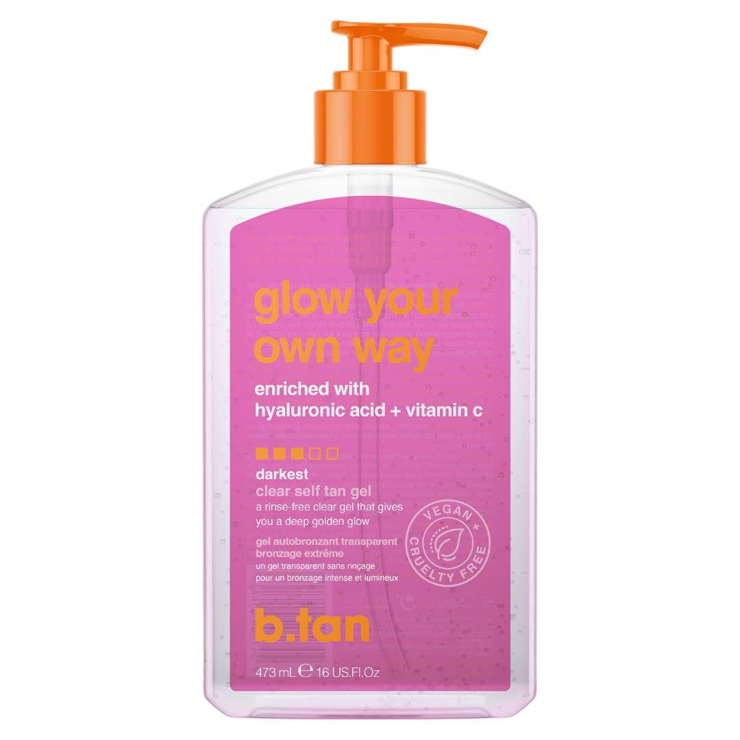 b.tan Clear Self Tan Gel | Glow Your Own Way - Best Transfer-Resistant, Quick, Self Tanning Gel, Vegan, Cruelty Free Self Tanner