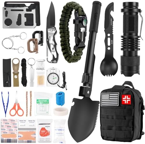 Gifts for Men Christmas - 118-in-1 Survival Kits - Military-Grade Survival Gear for Outdoor Adventures, Disaster Preparedness, Car/Home/Office Emergency Kit with First Aid Supplies