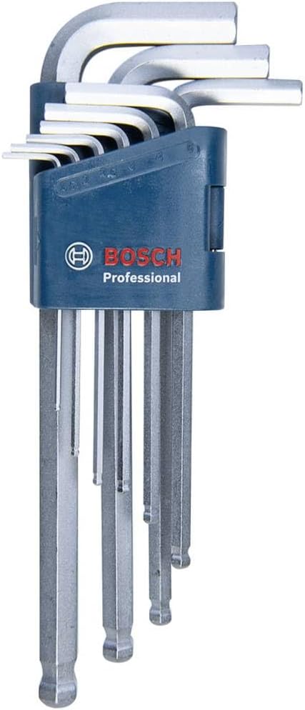Bosch Professional 1600A01TH5 Allen Key Set HEX 9-Piece Angled Wrench 1.5-10.0mm Blue