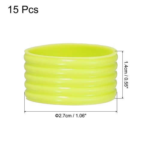 MECCANIXITY Tennis Racket Silicone Racquet Grip Ring Racket Band Rubber Ring Non Slip Absorbent Overgrip in Place for Badminton Squash Handle, Yellow 15Pcs