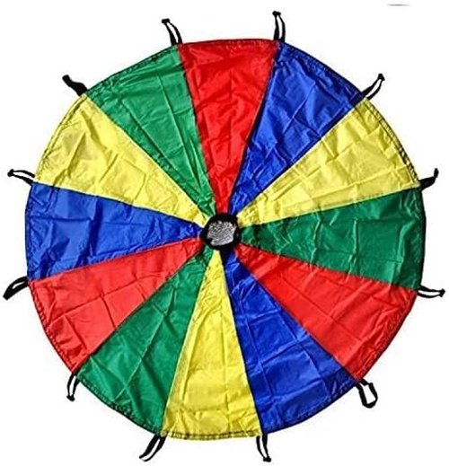 GSi Kids Play Parachute Rainbow Parachute Toy Tent Game for Children Gymnastics Cooperative Play and Outdoor Playground Activities (20 Feet)