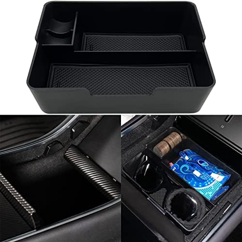 Compatible with Tesla Model 3/Y Accessories Center Console Organizer Tray Fits for Tesla Model 3 2017 2018 2019 2020 /Model Y 2020 (The cover closed Rotary version)