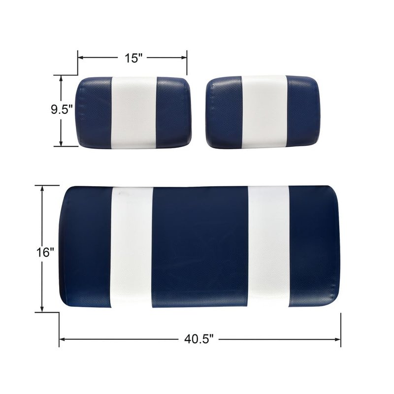 Seat Cover Replacement for Pre-2000 Club Car DS Golf Cart - Front Bench Seat - Premium Marine Vinyl - 5 Panel Stitching - Staple On Installation - Two-Tone Golf Cart Seat Covers (Blue & White)