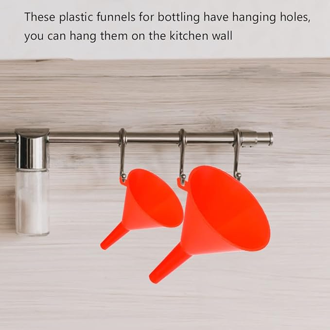 4pcs/set Kitchen Funnel for Filling Bottles Kitchen Funnel Wide Mouth PP Home Lab Flask Powder(Red)