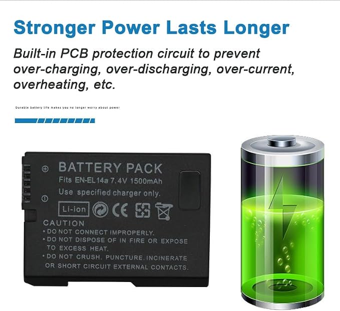 EN-EL14 Camera Battery Multifunctional Charger Set Compatible